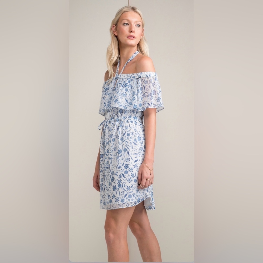 REVOLVE Greylin Blue Floral Off-Shoulder Dress